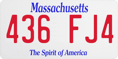 MA license plate 436FJ4