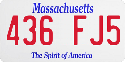 MA license plate 436FJ5