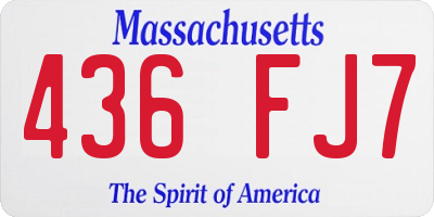 MA license plate 436FJ7