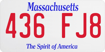 MA license plate 436FJ8