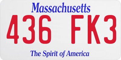 MA license plate 436FK3