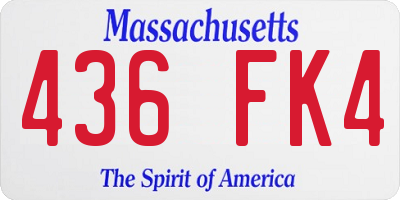 MA license plate 436FK4