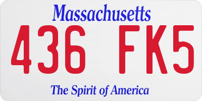 MA license plate 436FK5