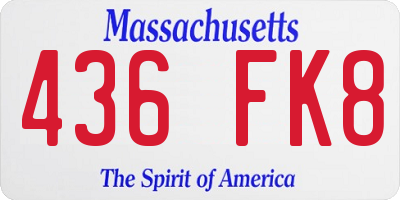 MA license plate 436FK8