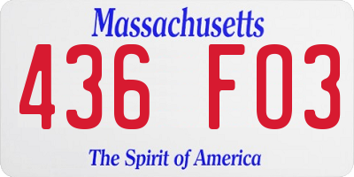 MA license plate 436FO3