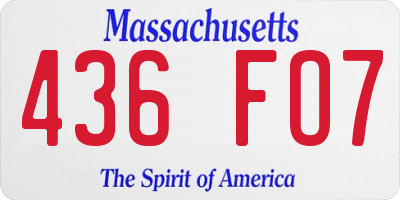 MA license plate 436FO7