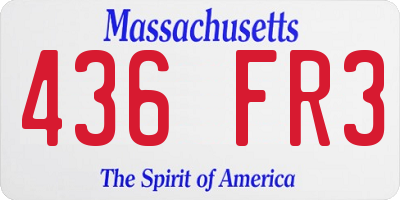 MA license plate 436FR3
