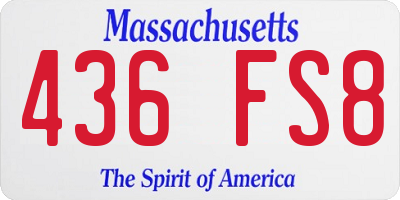 MA license plate 436FS8