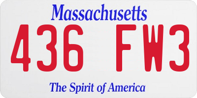 MA license plate 436FW3