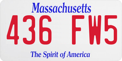 MA license plate 436FW5
