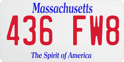 MA license plate 436FW8