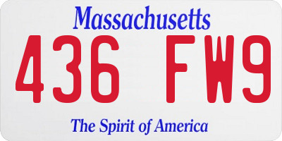 MA license plate 436FW9