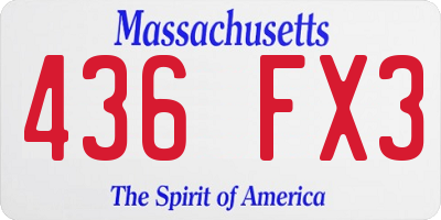 MA license plate 436FX3