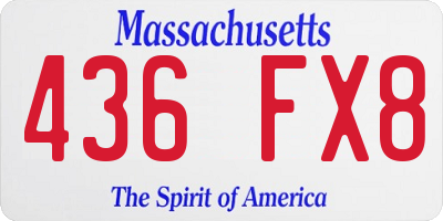 MA license plate 436FX8