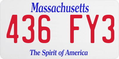 MA license plate 436FY3