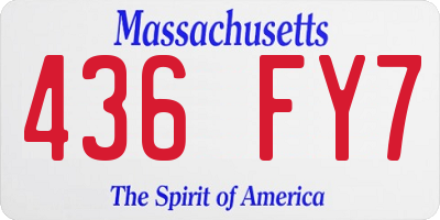 MA license plate 436FY7