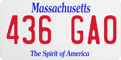 MA license plate 436GA0