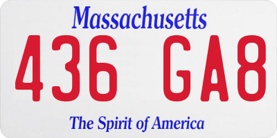 MA license plate 436GA8