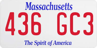 MA license plate 436GC3