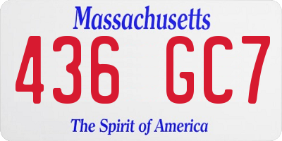MA license plate 436GC7