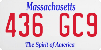 MA license plate 436GC9