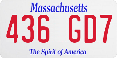 MA license plate 436GD7