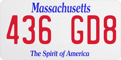 MA license plate 436GD8