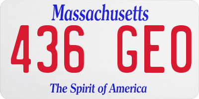 MA license plate 436GE0