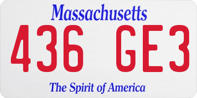 MA license plate 436GE3