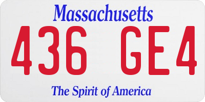 MA license plate 436GE4