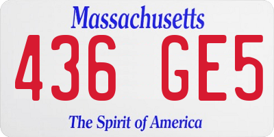 MA license plate 436GE5