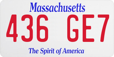 MA license plate 436GE7