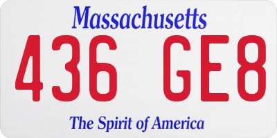 MA license plate 436GE8