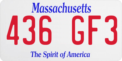 MA license plate 436GF3
