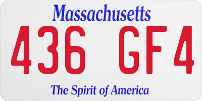 MA license plate 436GF4