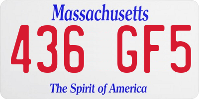 MA license plate 436GF5