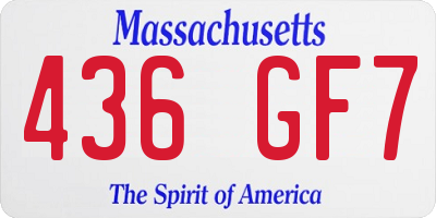 MA license plate 436GF7