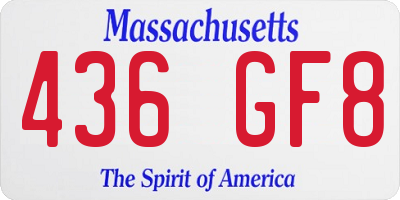 MA license plate 436GF8