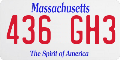 MA license plate 436GH3
