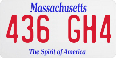 MA license plate 436GH4