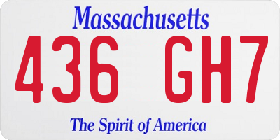 MA license plate 436GH7