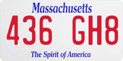 MA license plate 436GH8