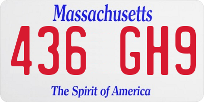 MA license plate 436GH9