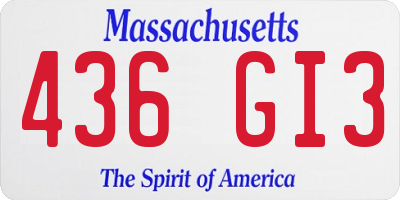 MA license plate 436GI3