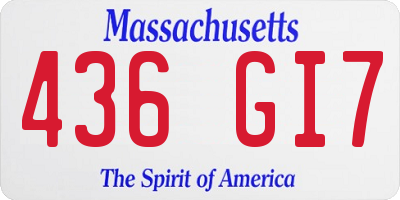 MA license plate 436GI7