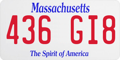 MA license plate 436GI8