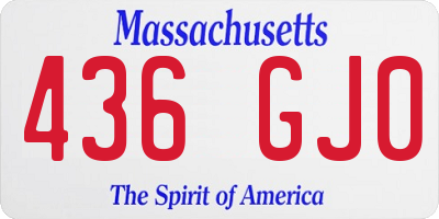MA license plate 436GJ0