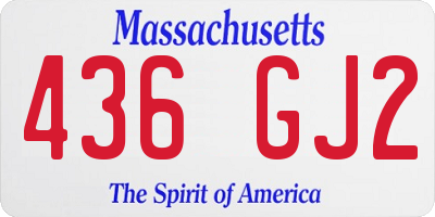 MA license plate 436GJ2