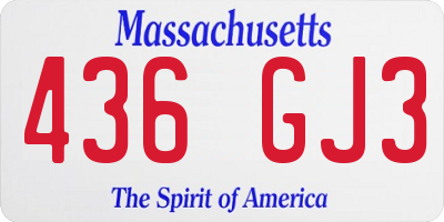 MA license plate 436GJ3