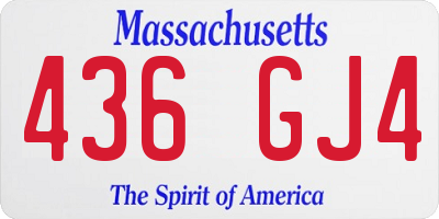 MA license plate 436GJ4